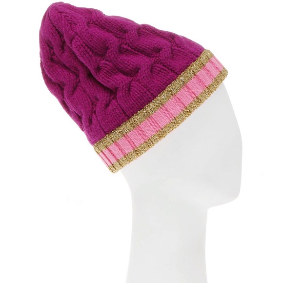 GUCCI Magenta Wool/Cashmere Cable Knit Hat - NWT - Picture 5 of 8